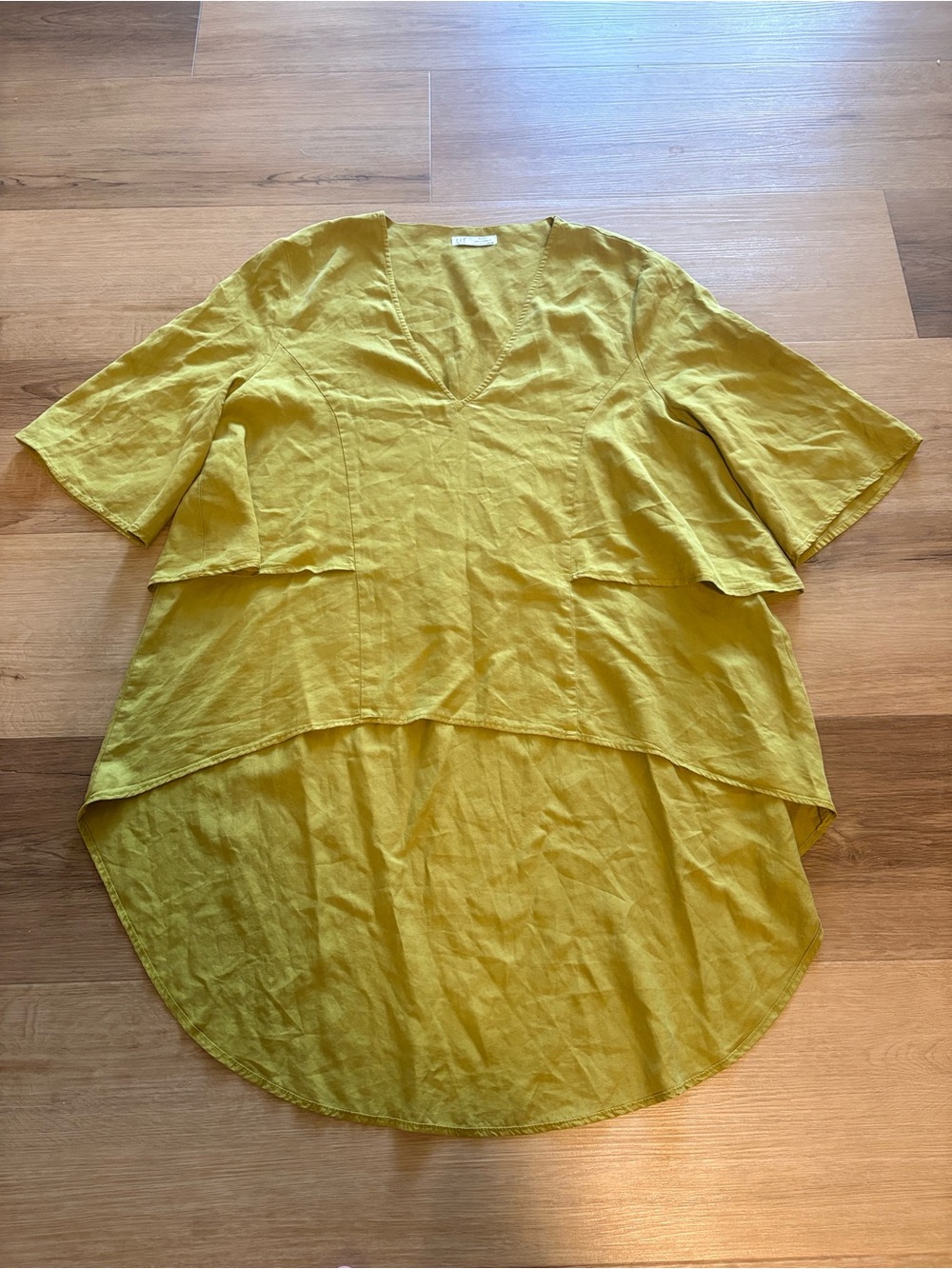 Zara TRF Collection Olive Green Layered High-Low Tunic Top